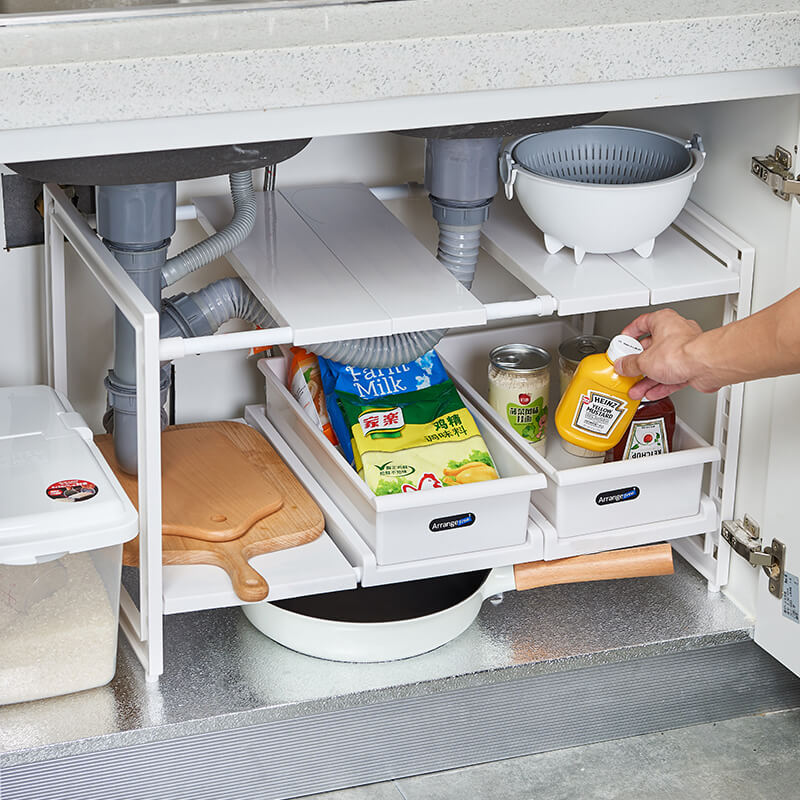 YOU Extendable Under Sink Shelf + 2 Drawers 1813