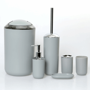 THE Bathroom Accessories 6pcs Set Plastic - Grey
