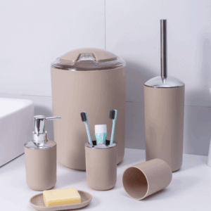 THE Bathroom Accessories 6pcs Set Plastic - Beige
