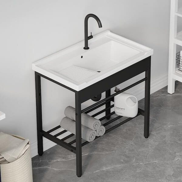 A1 Basin Laundry 60Cm Black Frame